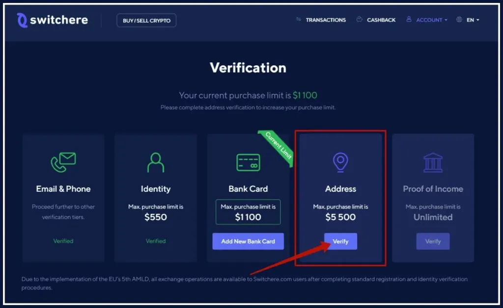 Switchere Verified Account – Perfect for (CC to BTC Cashouts)